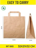 100 gsm Kraftpapier Tragetasche mit stabilen Griffen (30 x 20 x 32 cm)